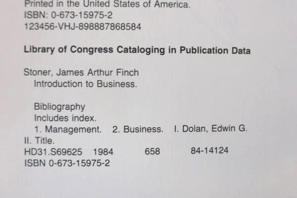 Edwin Dolan Introduction To Business 1985 by James Stoner Signed Textbook