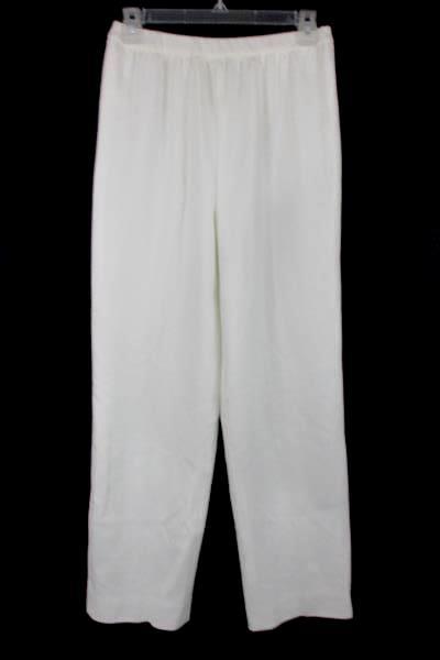 Women's Vintage WHITE Lined Polyester Pants Trousers Imported Fabric Made USA 10