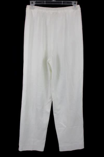 Women's Vintage WHITE Lined Polyester Pants Trousers Imported Fabric Made USA 10