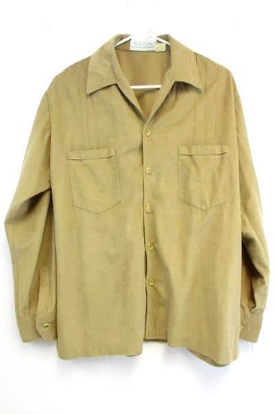 Vintage DAS Retro Button Up Soft Shirt Top Tan Brown Size Large