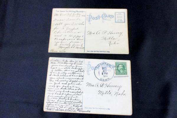 Lot of 6 Antique Christmas Cards Postcards Posted Snow Ornament Wreath Holly