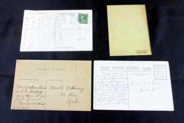 Lot of 6 Antique Christmas Cards Postcards Posted Snow Ornament Wreath Holly
