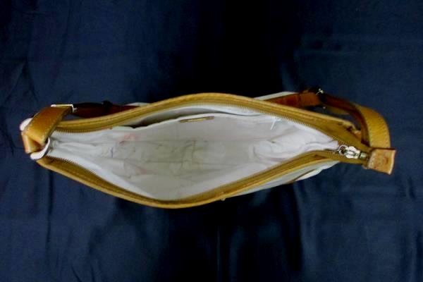 Vintage Louvier Cream Brown Purse Shoulder Bag Vinyl Corduroy Texture Adjustable