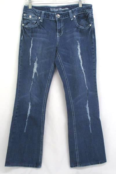 Lot of 2 Women's Junior Pants Jeans Arizona Black Slacks Distress 13