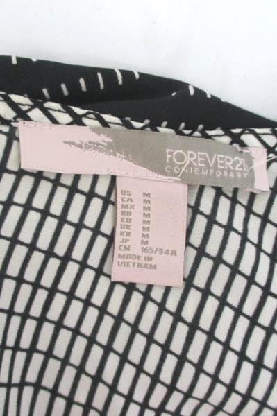 Forever 21 Womens Blouse Creme Black Short Sleeve Shirt Top Size M ~NEW WITH TAG
