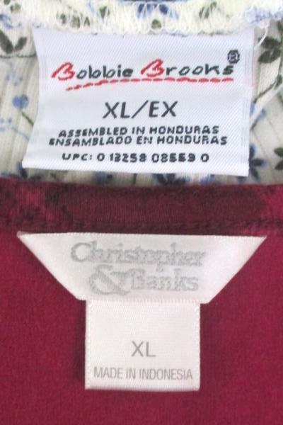 Lot of 2 Women's Tops Shirts Bobbie Brooks Christopher Banks L/S Size XL ~VTG