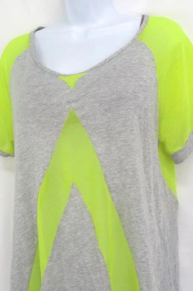 Sloane Rouge Active Tee T Shirt Women's Sheer Yellow Gray Grey Size M Medium ~SR