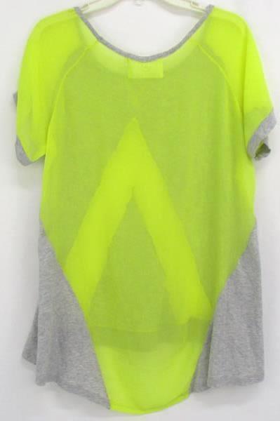 Sloane Rouge Active Tee T Shirt Women's Sheer Yellow Gray Grey Size M Medium ~SR