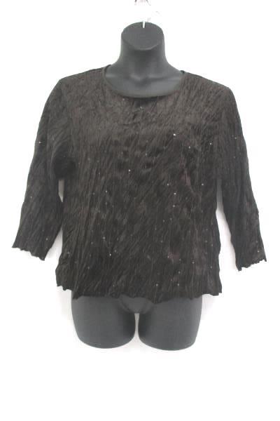 Sequin Alexis Avery Raisin Textured Long Sleeve Blouse Shirt Top Women's Size XL