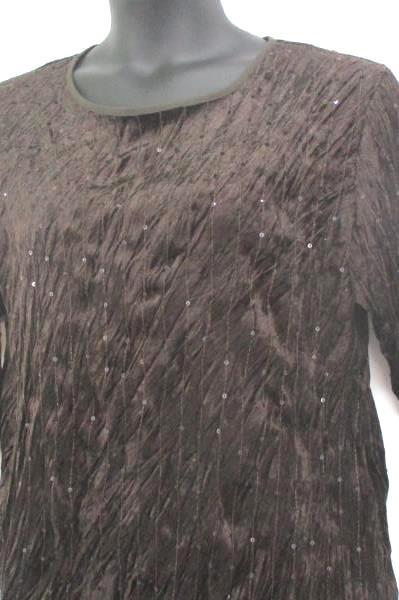 Sequin Alexis Avery Raisin Textured Long Sleeve Blouse Shirt Top Women's Size XL