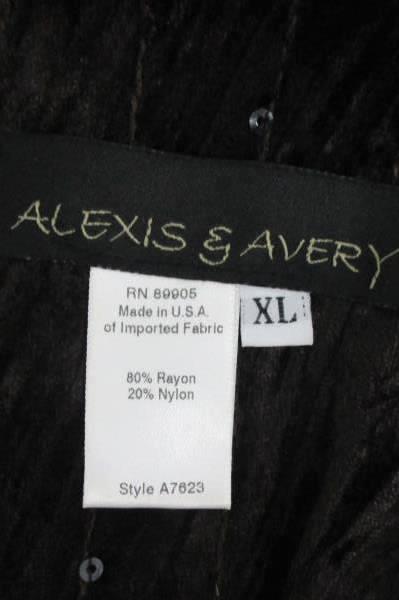 Sequin Alexis Avery Raisin Textured Long Sleeve Blouse Shirt Top Women's Size XL
