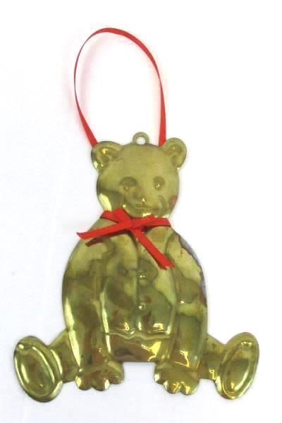 Lot of 2 Vintage Dept 56 Brass Hanging Ornaments Teddy Bear Angel Hong Kong