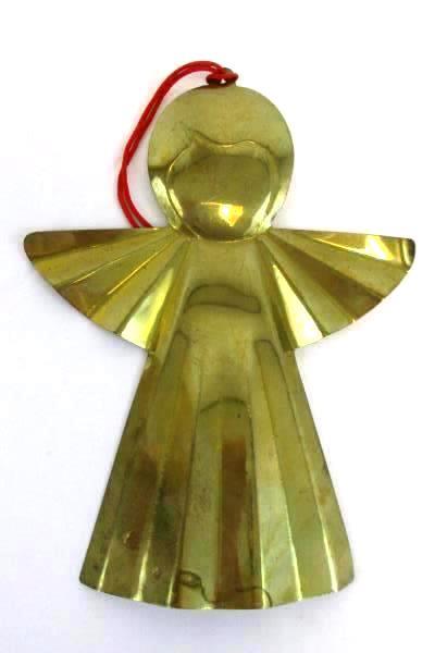 Lot of 2 Vintage Dept 56 Brass Hanging Ornaments Teddy Bear Angel Hong Kong