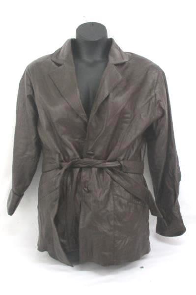 USA Leather Jacket Women's Size Medium Vintage Belted Button Up Removable Liner