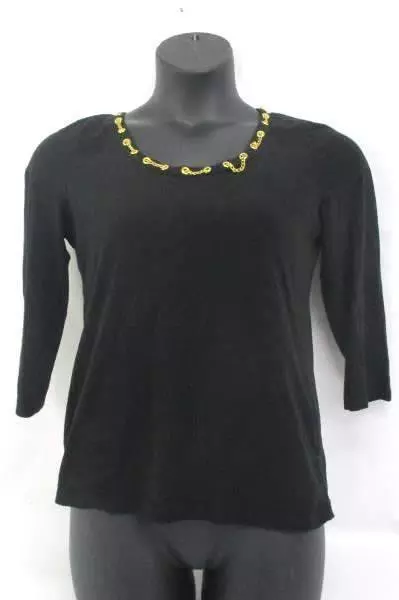 Jones NY Signature Large Blouse Gold Chain Embellished w Clip on Dangle Earrings