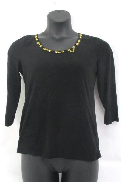 Jones NY Signature Large Blouse Gold Chain Embellished w Clip on Dangle Earrings
