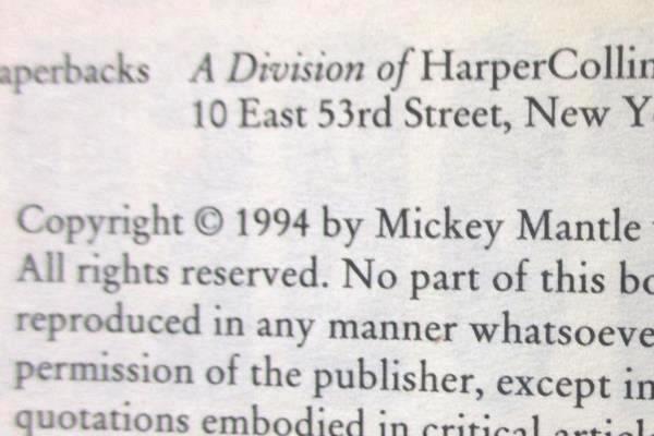 Mickey Mantle All My Octobers 1994 Harper Paperbacks Paperback Book