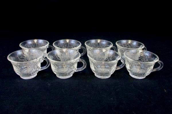 Clear Glass Grape Cluster Leaves Punch Bowl Set With 8 Cups Party Wedding