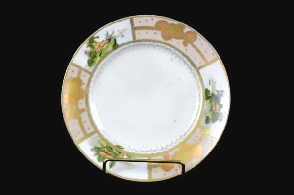 Set 4 Matching Hand Painted Mt Fuji Mark Japan Salad Plates Gold Trim Pictorial