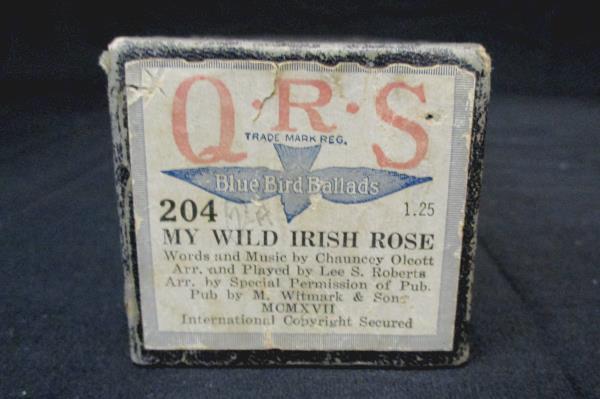 QRS Blue Bird Ballad Player Piano Roll My Wild Irish Rose #204 1917 Signed Lee