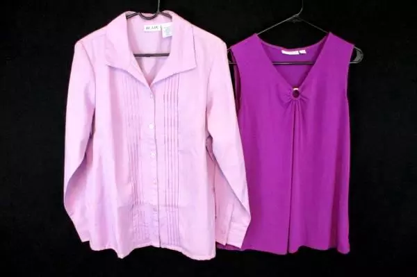 Lot 2 Women's Tops Blouse Tank Shirts Purple Susan Graver Blair Size M Vintage