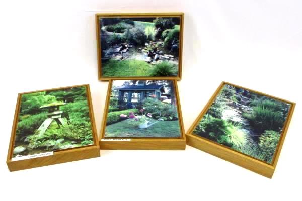 Set of 4 Wood Photograph Wine Country McMinnville Oregon Water Landscape Garden