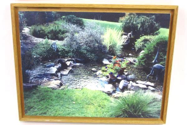 Set of 4 Wood Photograph Wine Country McMinnville Oregon Water Landscape Garden