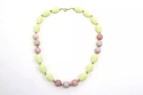 Lot of 2 Signed Napier Necklace Earth & Pastel Bead Cream Pink Bronze