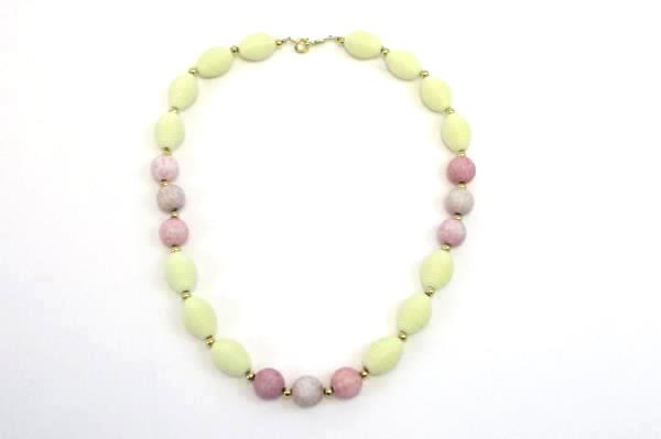 Lot of 2 Signed Napier Necklace Earth & Pastel Bead Cream Pink Bronze