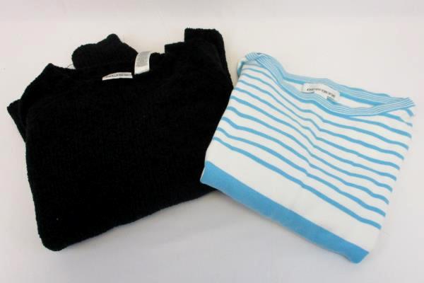 Lot of 2 Women's Sweater Russ Jones New York Black Blue White Size Large