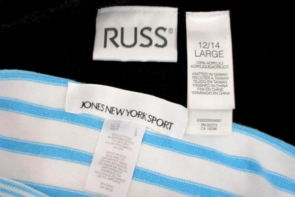 Lot of 2 Women's Sweater Russ Jones New York Black Blue White Size Large