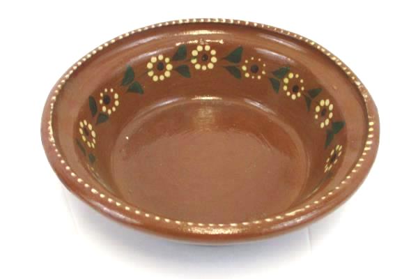 2 Southwestern Style Brown Green Floral Ceramic Pottery Serving Bowl Handmade