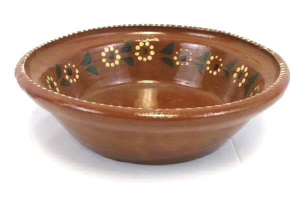 2 Southwestern Style Brown Green Floral Ceramic Pottery Serving Bowl Handmade