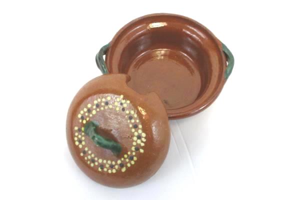 2 Southwestern Style Brown Green Floral Ceramic Pottery Serving Bowl Handmade