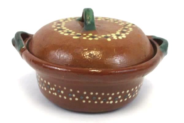 2 Southwestern Style Brown Green Floral Ceramic Pottery Serving Bowl Handmade