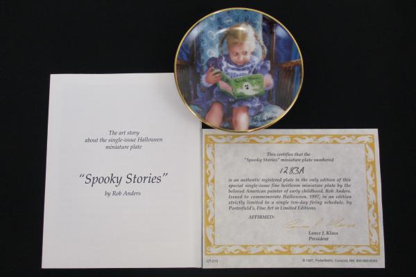 1997 Collectors Plate Spooky Stories by Artist Rob Anders Miniature COA & Stand