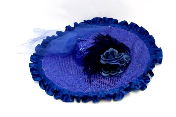 Flashy Hat Purple Blue Glitter Sequin Tulle Bow Hat Sun Glamour Handmade