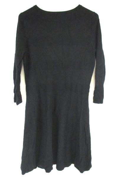 Worthington Black Knit 3/4 Sleeve Sweater Dress A Line Flare Women's Size L
