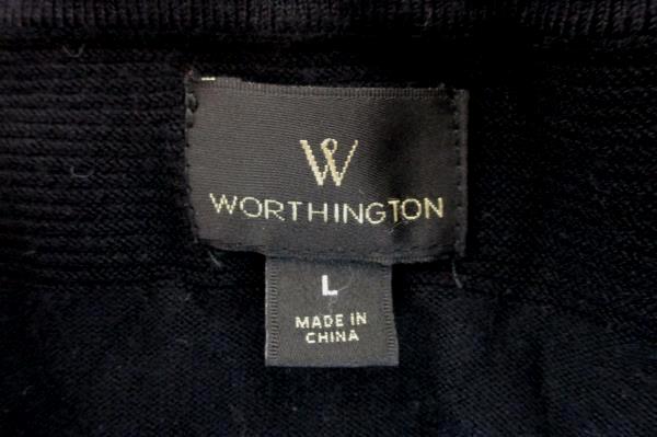 Worthington Black Knit 3/4 Sleeve Sweater Dress A Line Flare Women's Size L
