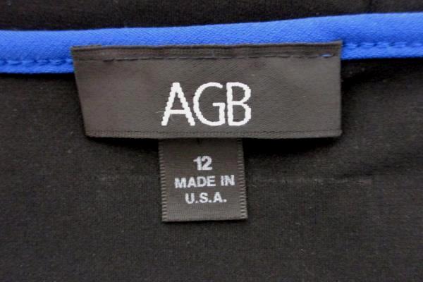 AGB Black Blue Trim Faux Wrap V Neck Dress Sheath Pleated Waist Pockets Women 12