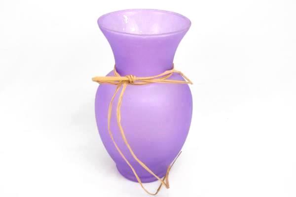 Frosted Lilac Purple Glass Vase and Round Tablecloth Set Home Table Decor