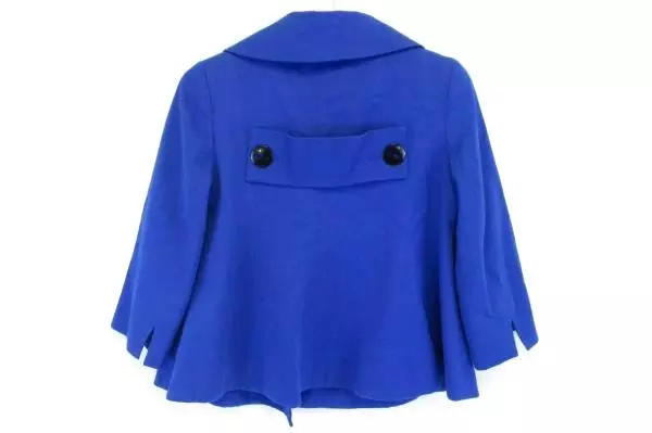 Helene Berman Cape Blue Button Coat Jacket 3 4 Sleeve Cape Style Size XS