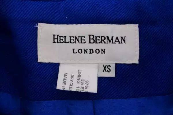 Helene Berman Cape Blue Button Coat Jacket 3 4 Sleeve Cape Style Size XS