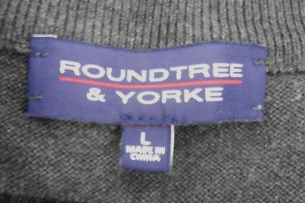 Roundtree & York Charcoal Gray Grey 1/4 Zip Pullover Sweater Men's Size Large