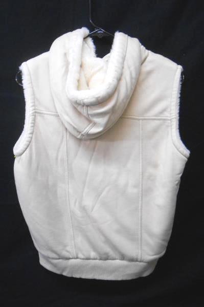 GAP Women's Size Small Hooded Vest Beige Jersey Knit Soft Faux Fur Lined