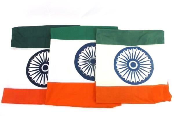 Lot of 3 Huge Full Size Flags of India Orange Green White Circle