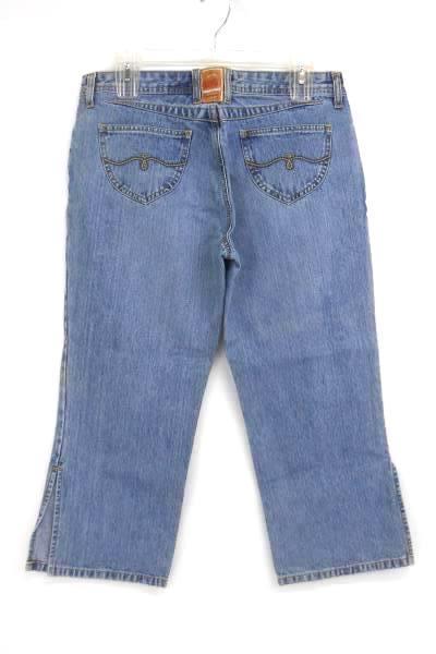 Bongo Jeans Medium Wash Low Rise Denim Capri Calf Slit Detail Womens Juniors 9