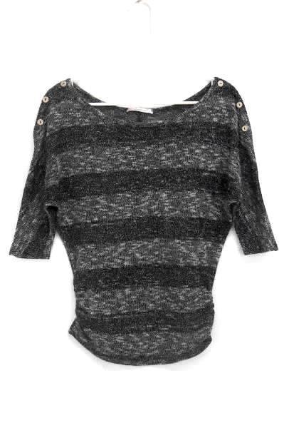 Chris & Carol Knit Sweater Women's Shimmer Black White Speckled Size L