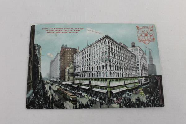 1909 Ptd Photo PC State & Madison St. Chicago Looking N & E Frm Mandel Bros Bldg