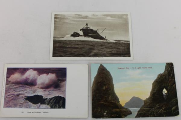 3 Vtg Oregon Coast Postcards Tillamook Light House, Newport Surf, Heceta Head
